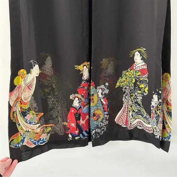 NWT Vintage 1990s-Y2K Danny & Nicole S/S Sheer Longline Blouse w/ Japanese Art - Picture 4 of 12